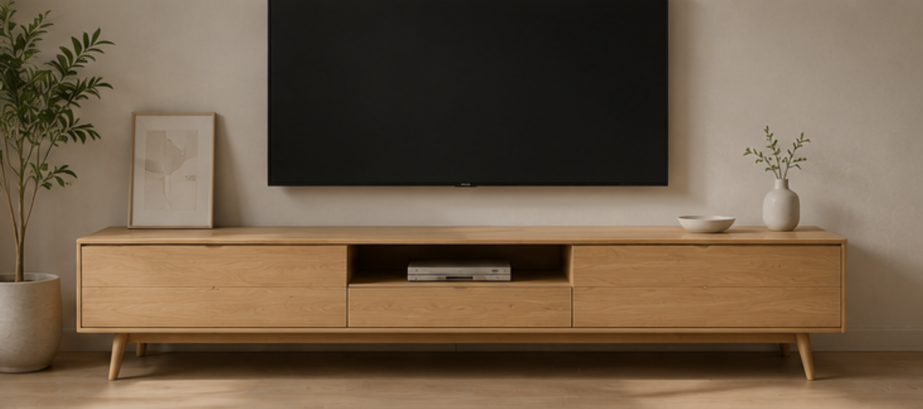 Nordic Natural Wood-Style TV Cabinet